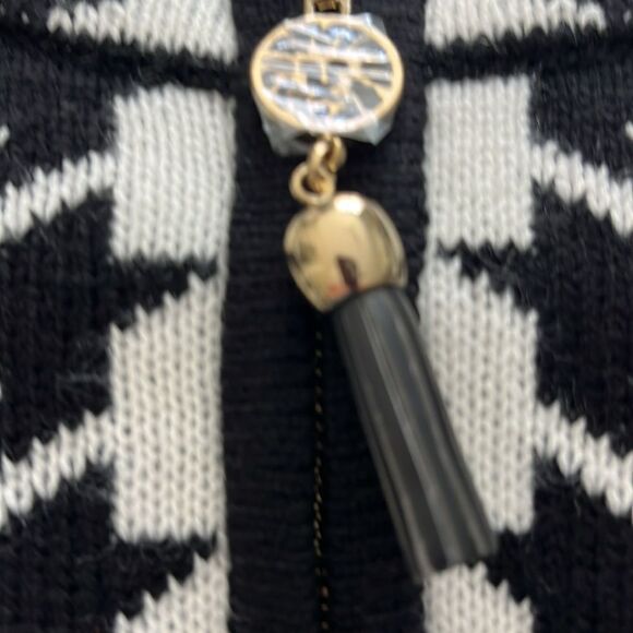 Anne Klein Houndstooth Camilla Poncho Cape / Stripe Trim Full Zip NWT SZ XL - Picture 11 of 14